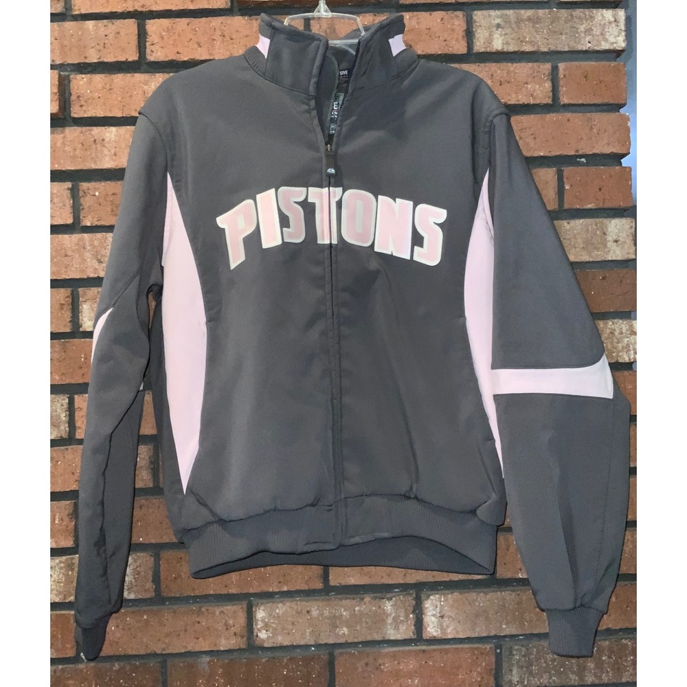 Majestic Detroit Pistons NBA Exclusive Gray/Pink Jacket Therma Base Size L